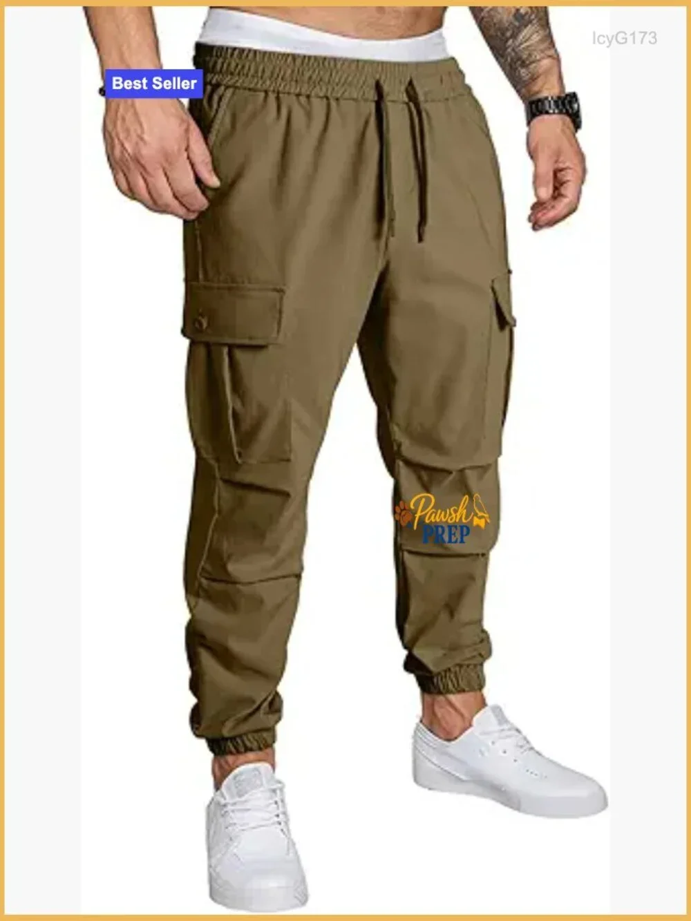 Men's Casual Cargo Joggers with Drawstring Elastic Waist Tapered Sweatpants